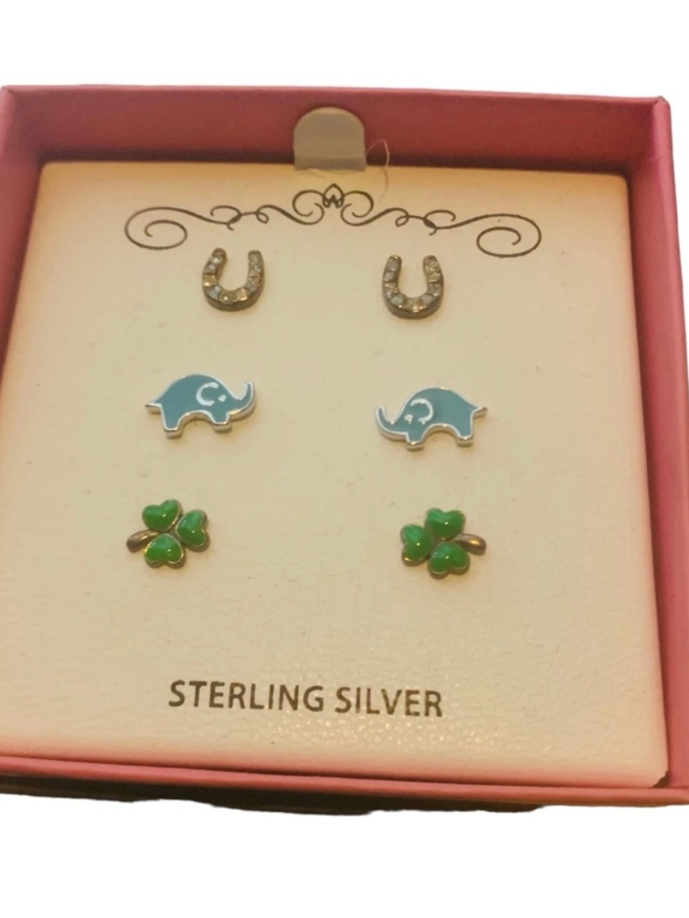 New! Macys 3 pack stud Childrens Cubic Zirconia Earrings Sterling